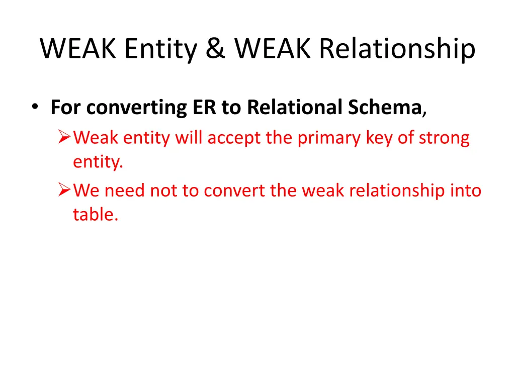 weak entity weak relationship