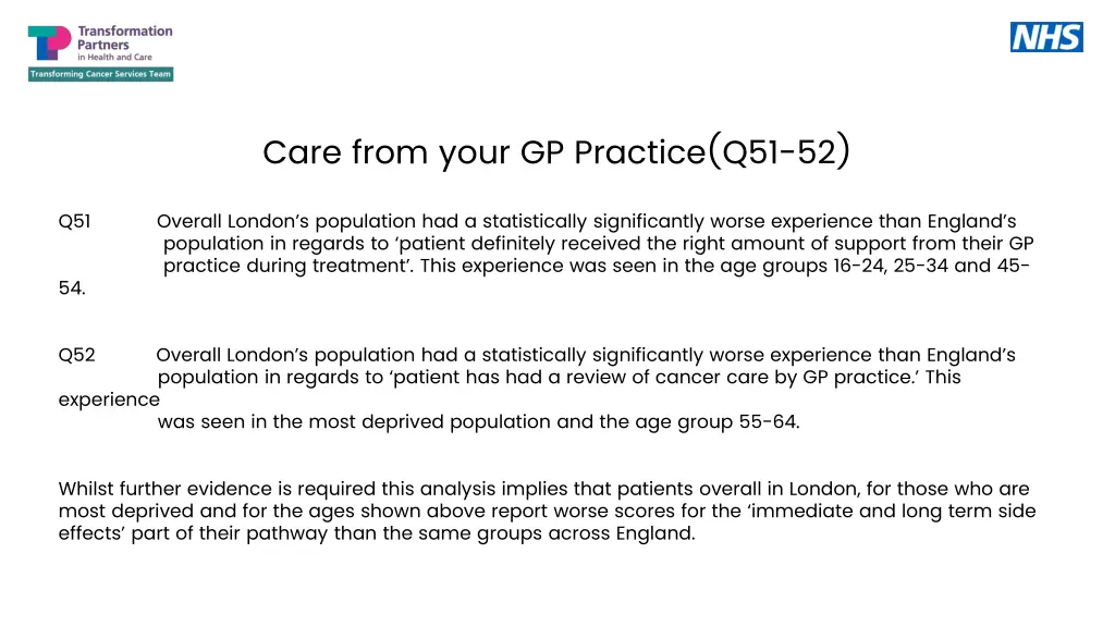 care from your gp practice q51 52