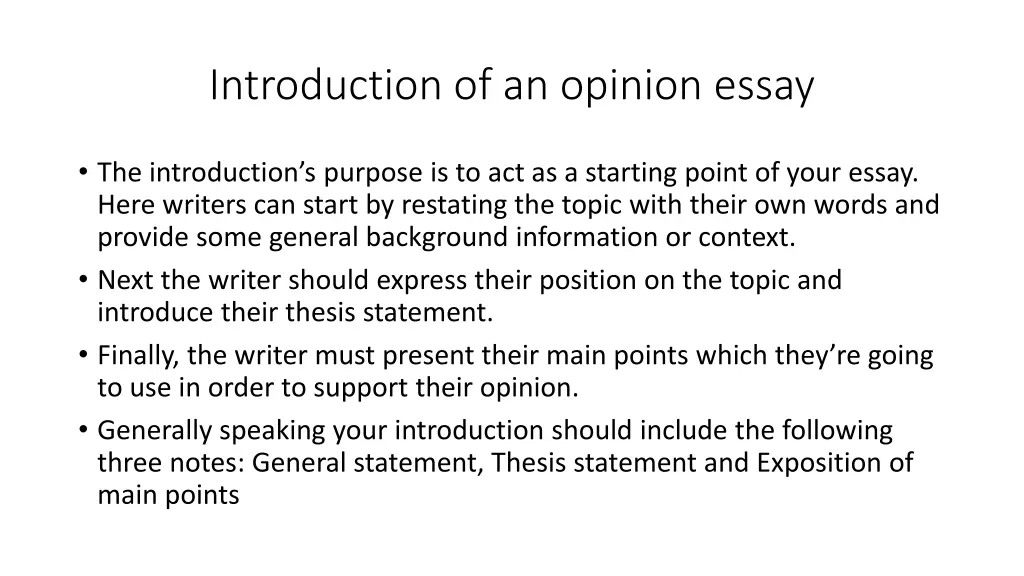 introduction of an opinion essay