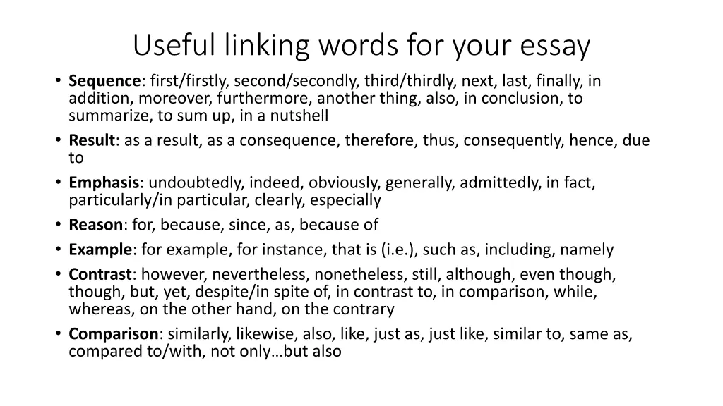 useful linking words for your essay sequence