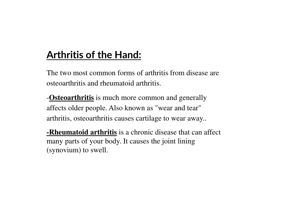 arthritis of the hand