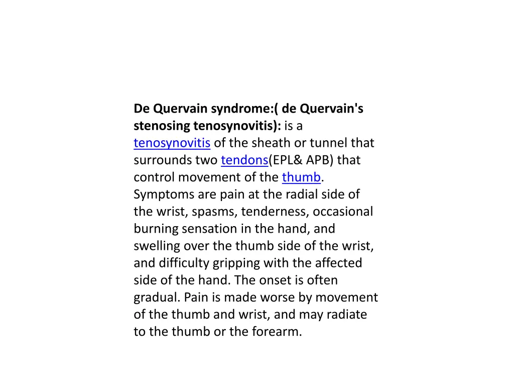 de quervain syndrome de quervain s stenosing