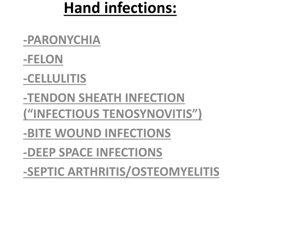 hand infections