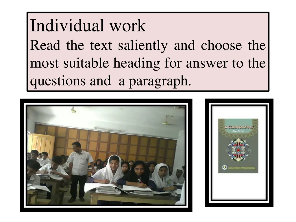 individual work read the text saliently