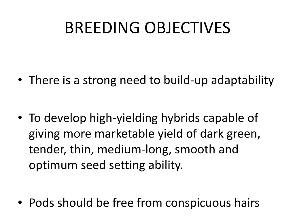 breeding objectives