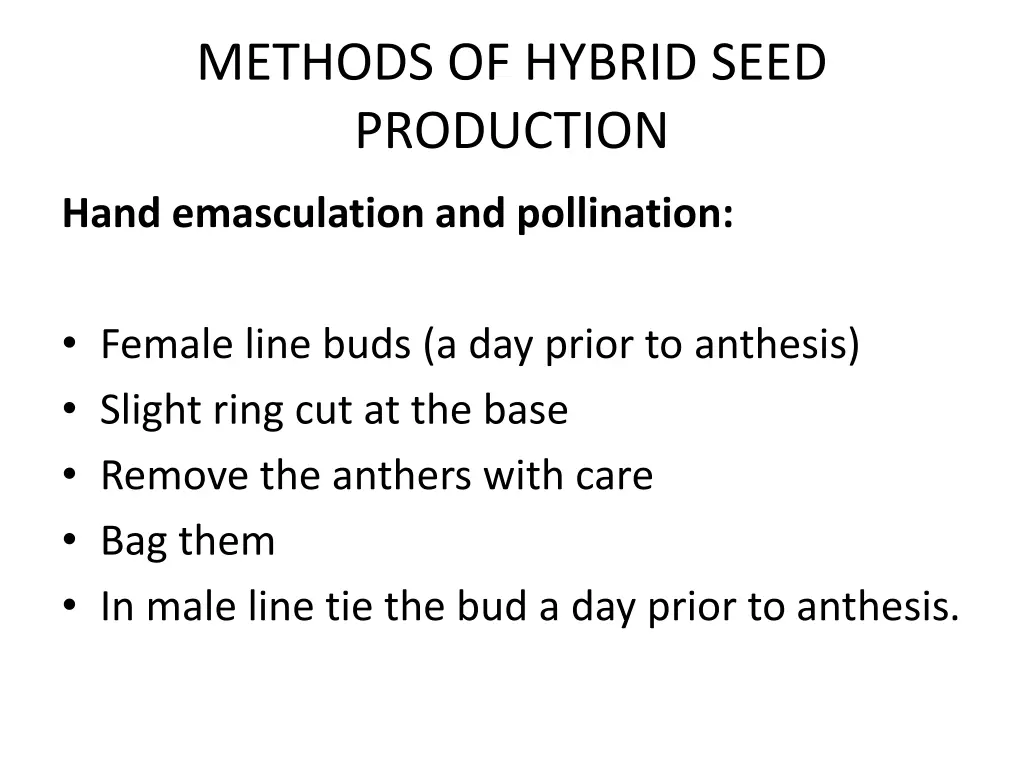 methods of hybrid seed production