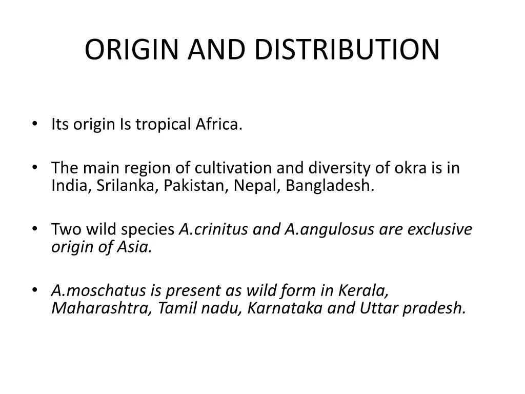 origin and distribution