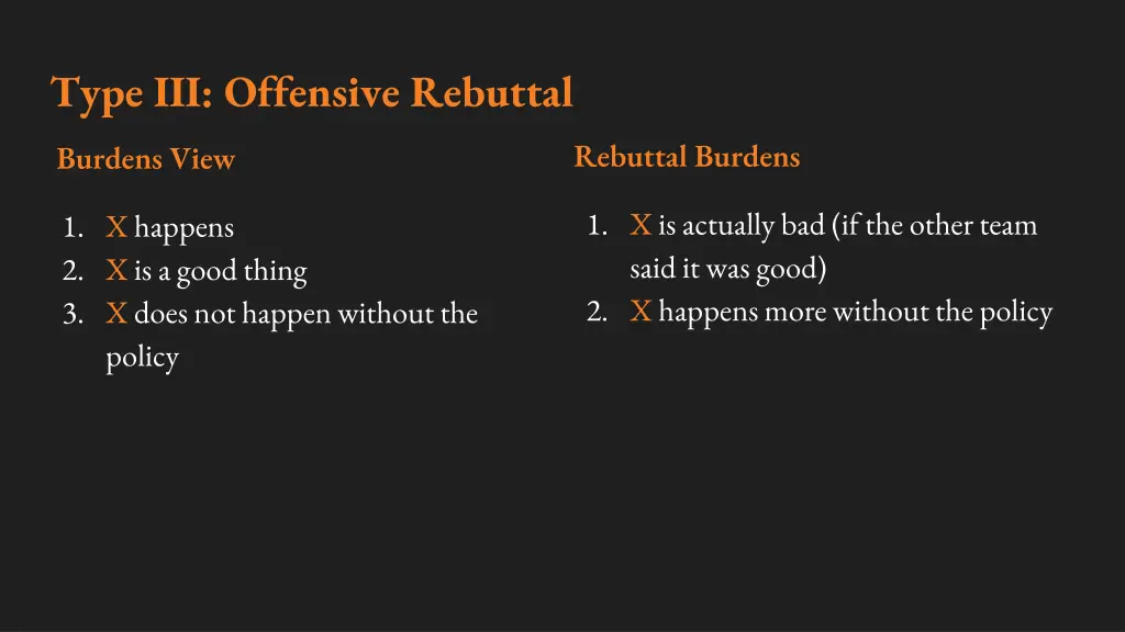 type iii offensive rebuttal