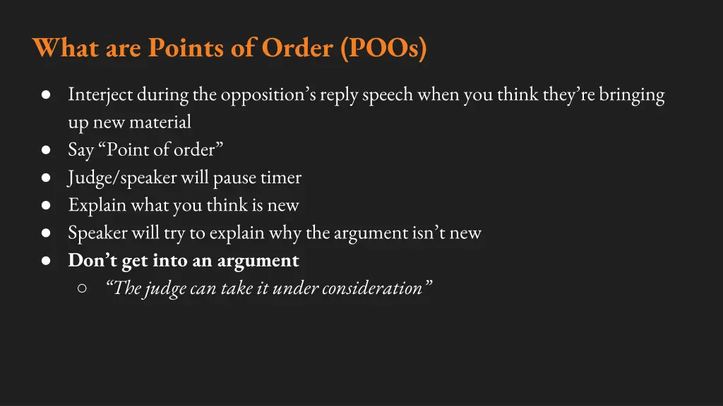 what are points of order poos