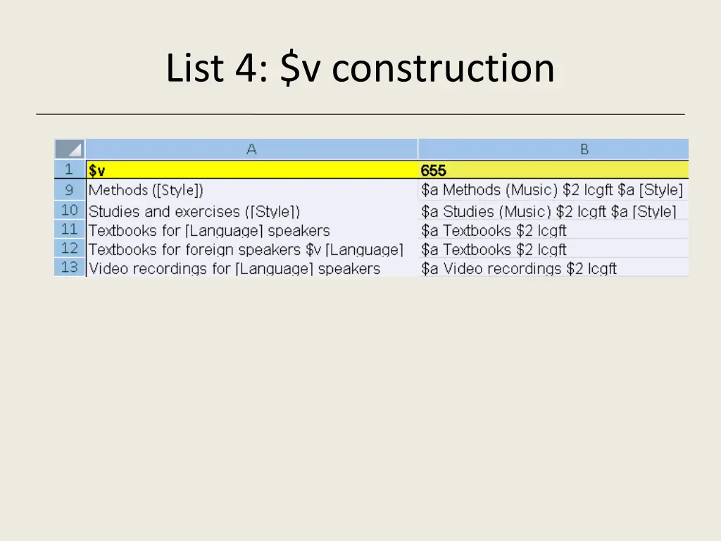 list 4 v construction