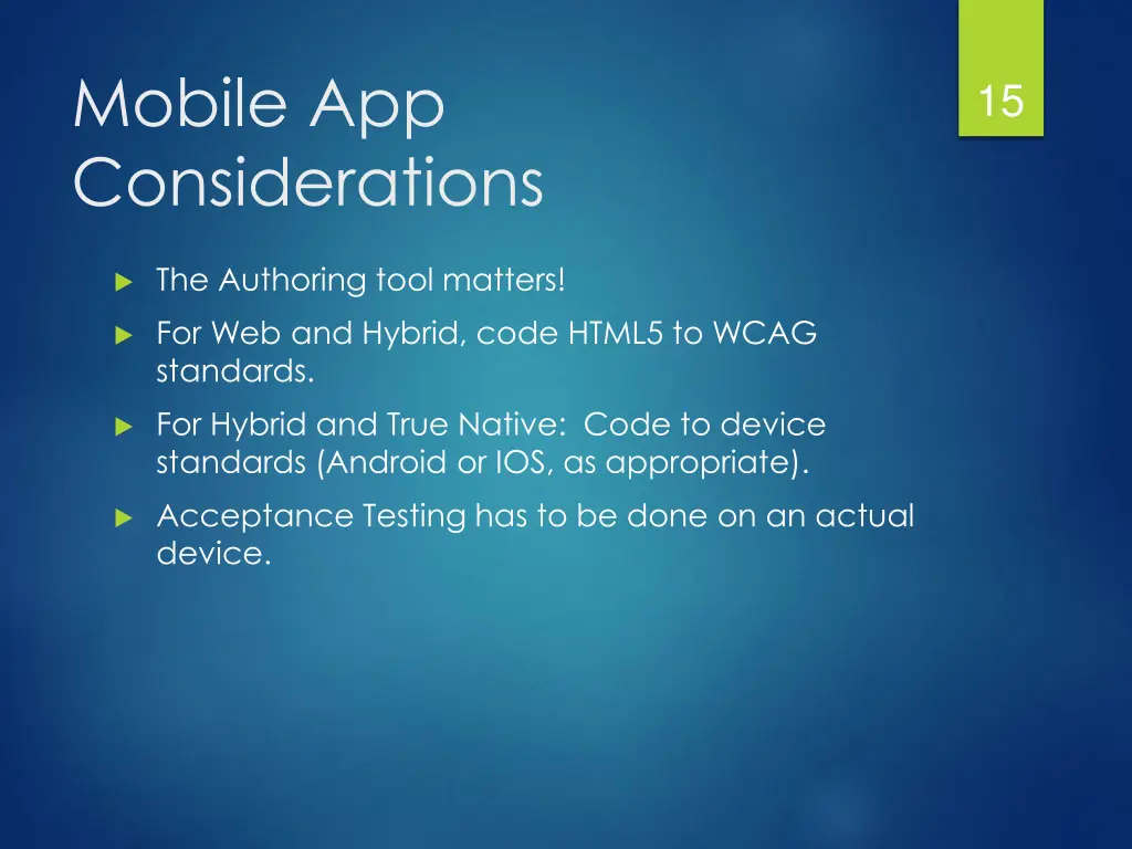 mobile app considerations