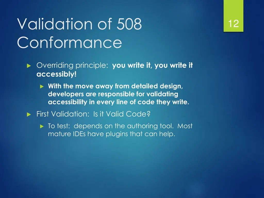 validation of 508 conformance