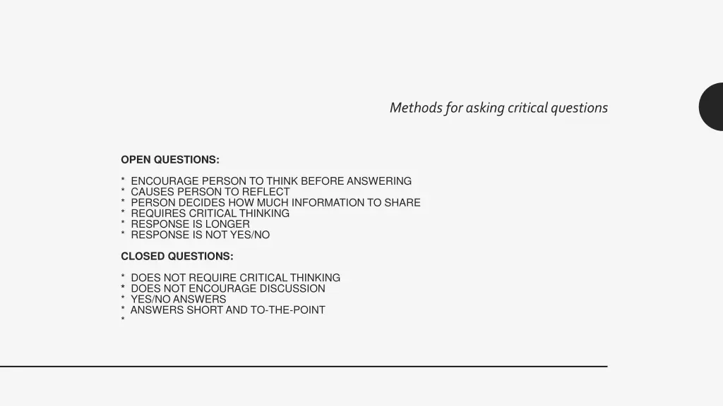 methods for asking critical questions