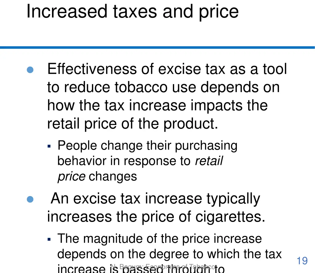 increased taxes and price