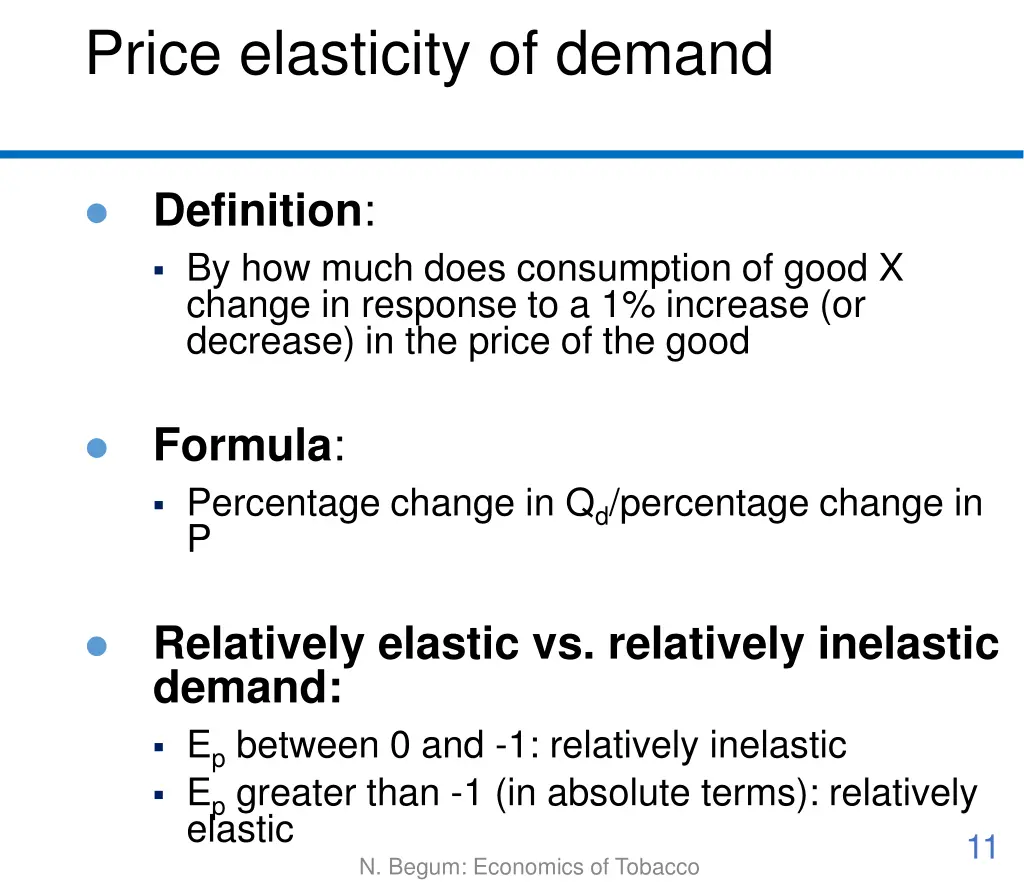 price elasticity of demand