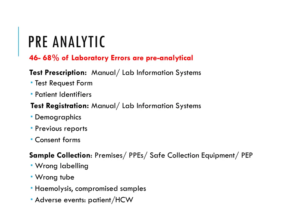 pre analytic 46 68 of laboratory errors