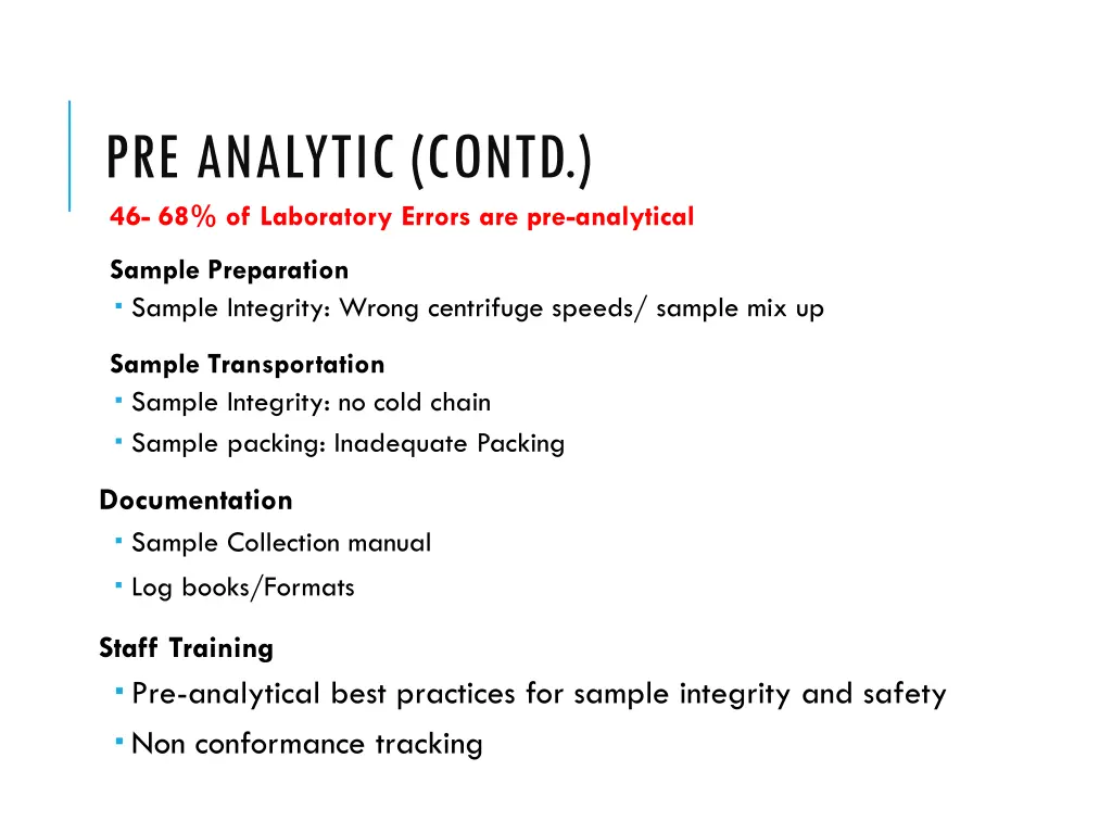 pre analytic contd 46 68 of laboratory errors