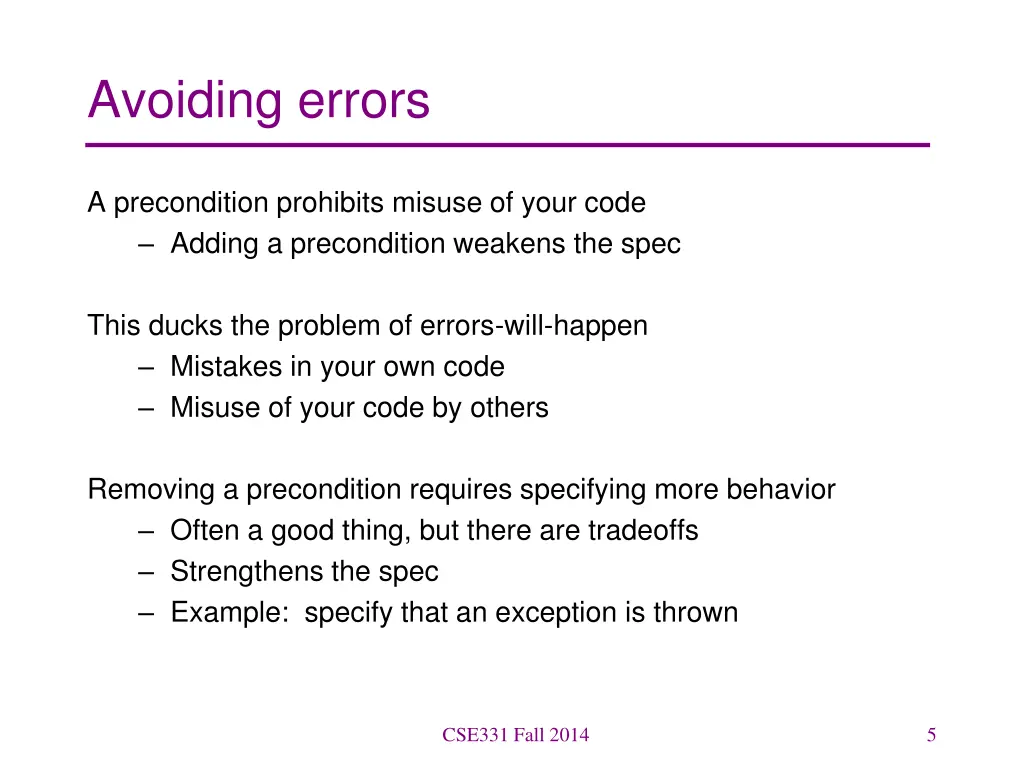 avoiding errors