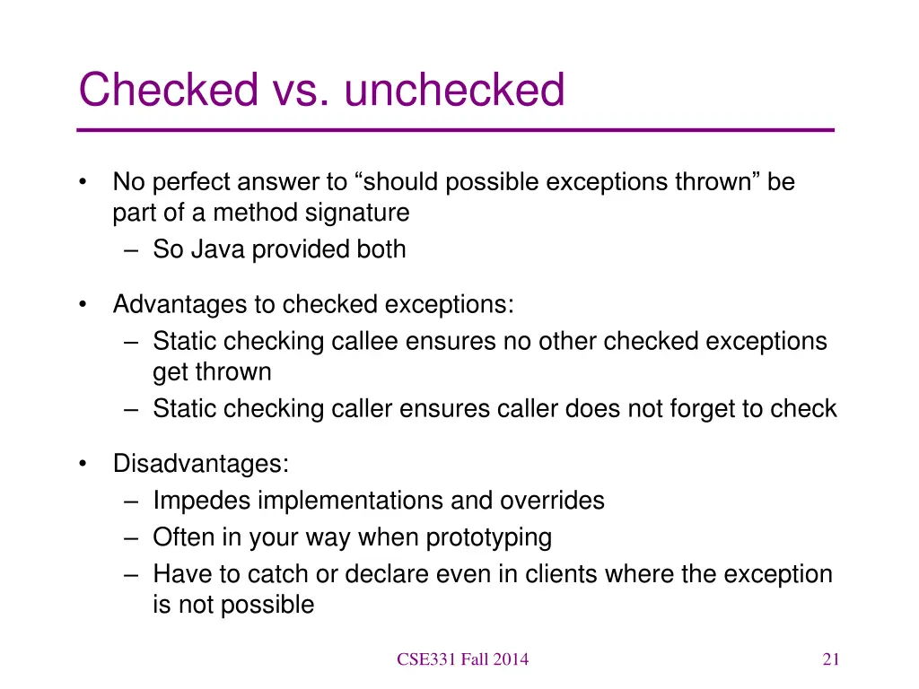 checked vs unchecked