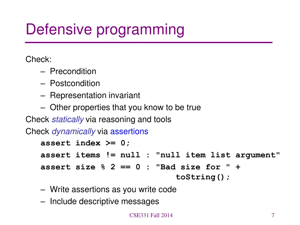 defensive programming