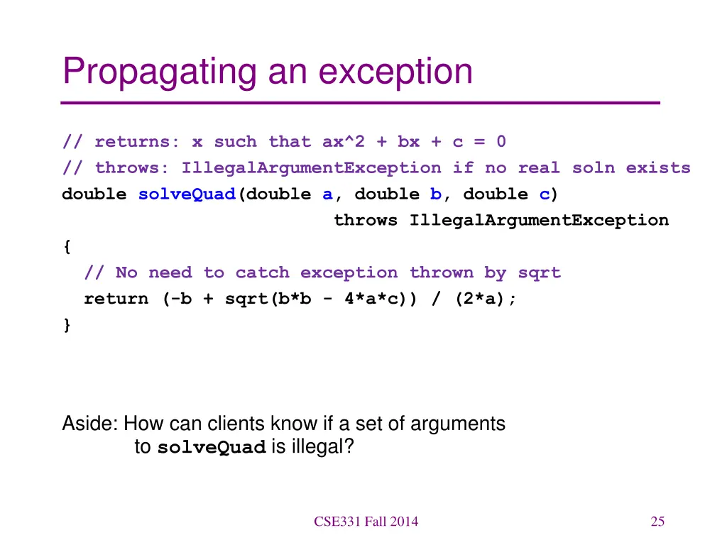 propagating an exception