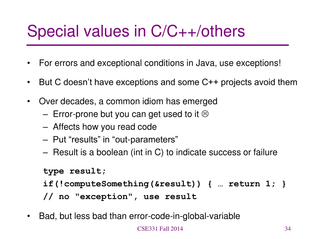 special values in c c others