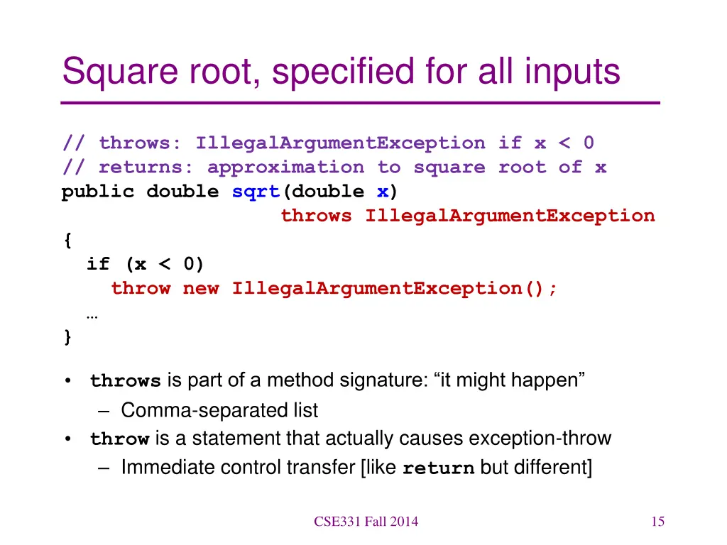 square root specified for all inputs