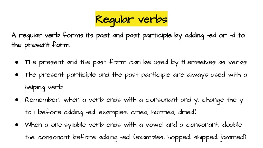 regular verbs regular verbs