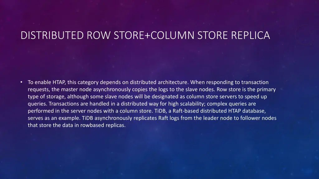 distributed row store column store replica