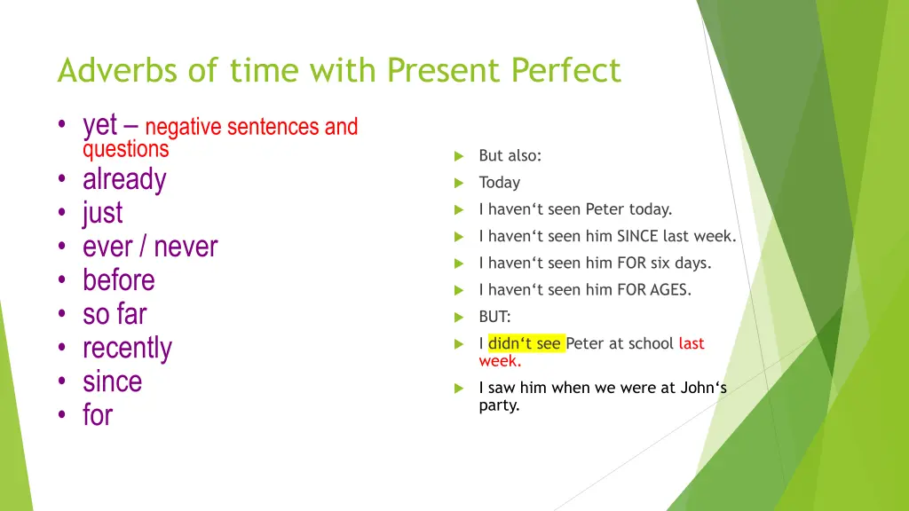 adverbs of time with present perfect