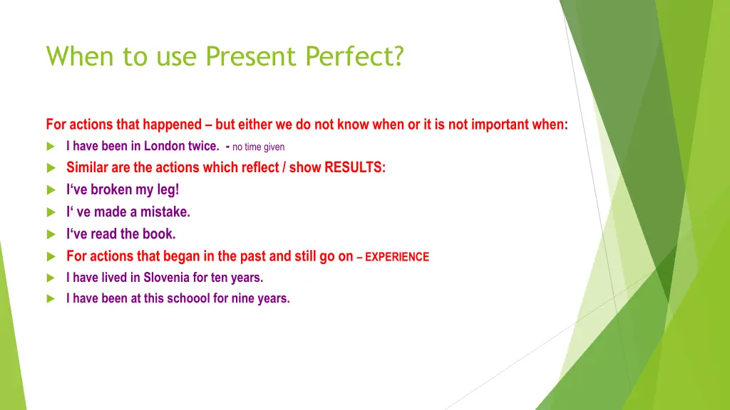 when to use present perfect