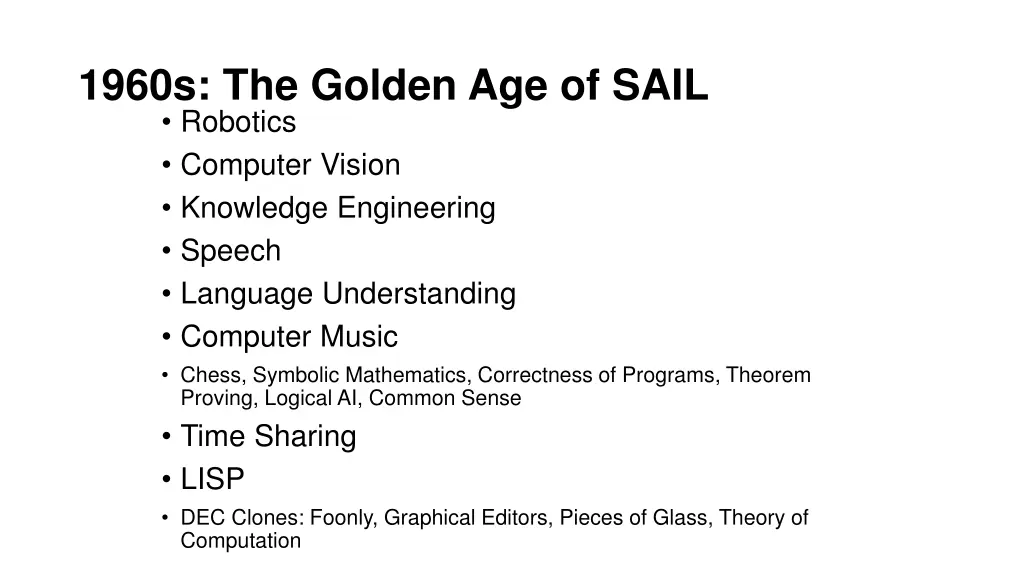 1960s the golden age of sail robotics computer