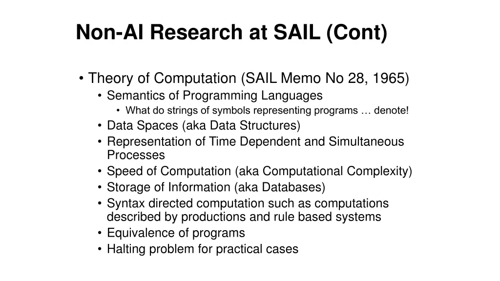 non ai research at sail cont