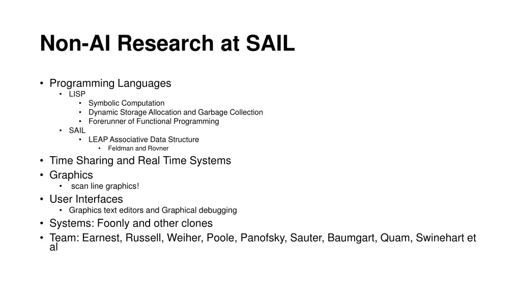 non ai research at sail