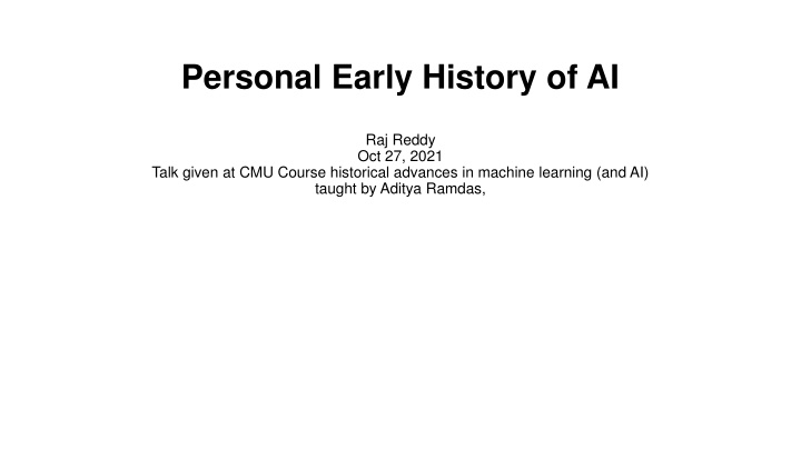 personal early history of ai