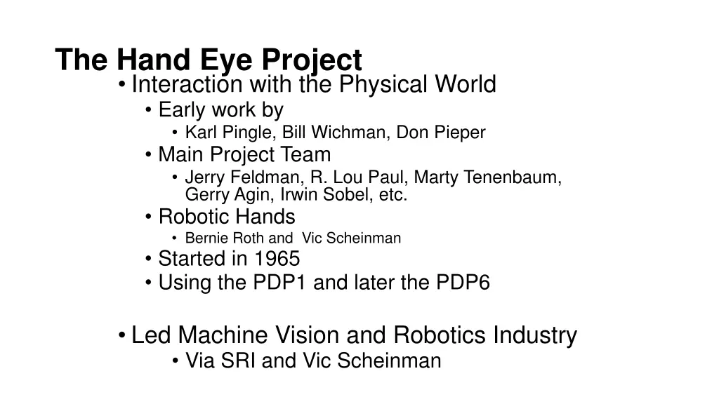 the hand eye project interaction with