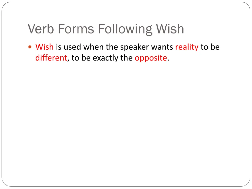 verb forms following wish