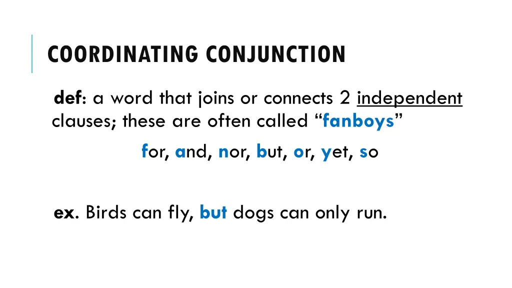 coordinating conjunction