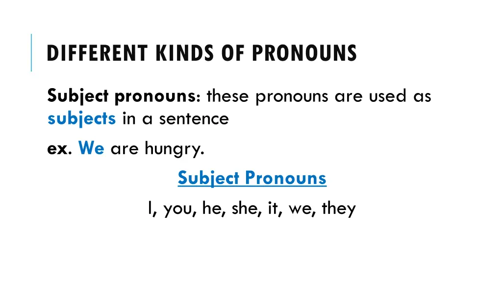 different kinds of pronouns