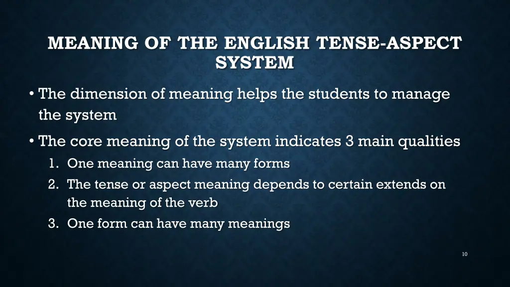 meaning of the english tense aspect system