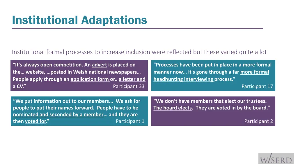 institutional adaptations