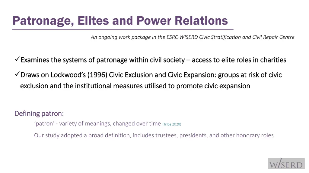 patronage elites and power relations