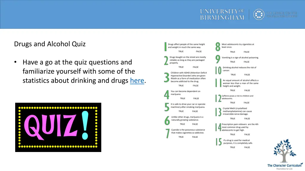 drugs and alcohol quiz