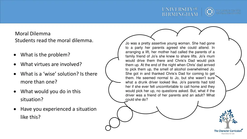 moral dilemma students read the moral dilemma