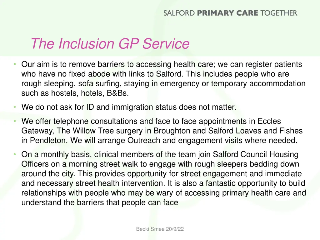 the inclusion gp service