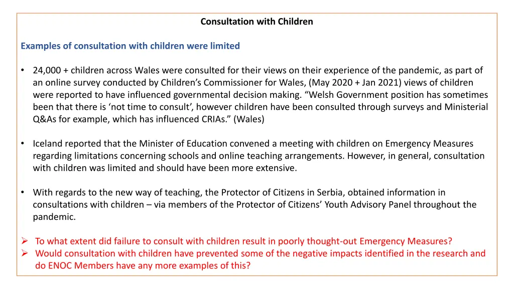 consultation with children