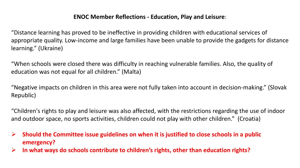 enoc member reflections education play and leisure