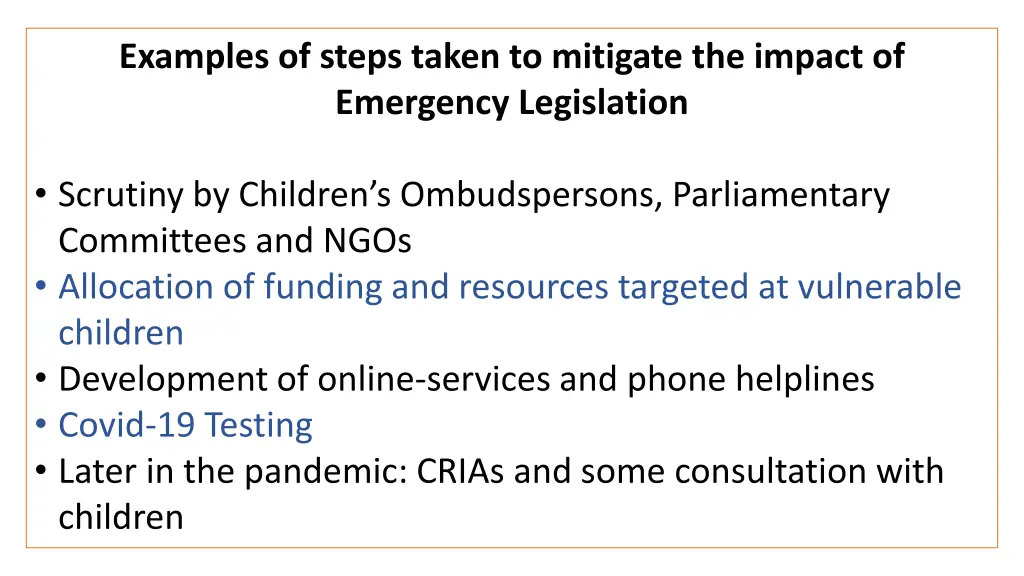 examples of steps taken to mitigate the impact