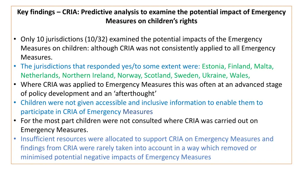 key findings cria predictive analysis to examine