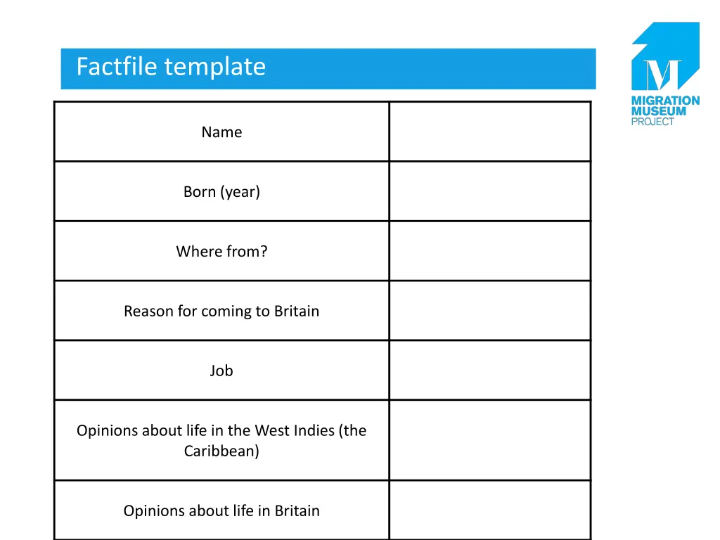 factfile template